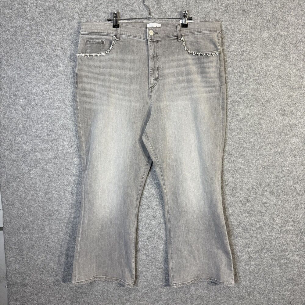 Loft Womens The Kick Crop Hi-Rise Regular Fit Jean Rhinestone Pocket Size 34 NEW